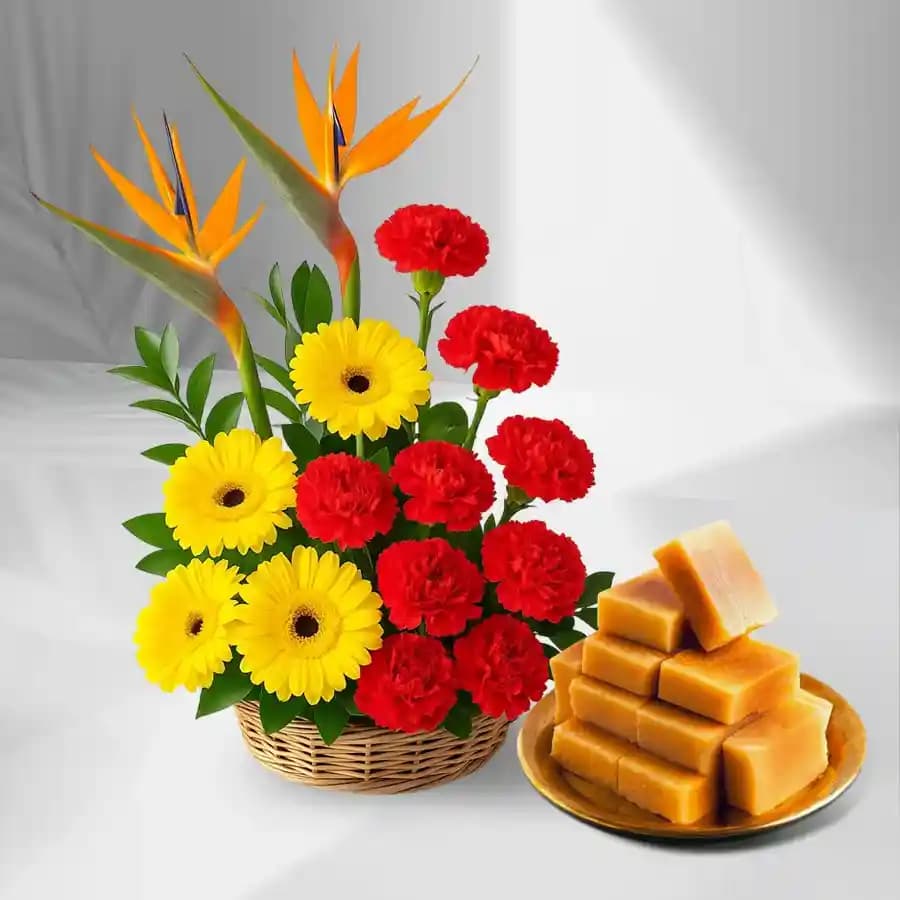Charming Mixed Flowers N Milk Cake Treat