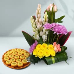 Immunity Sandesh from Balaram Mullick with Mixed Flower Arrangement 1