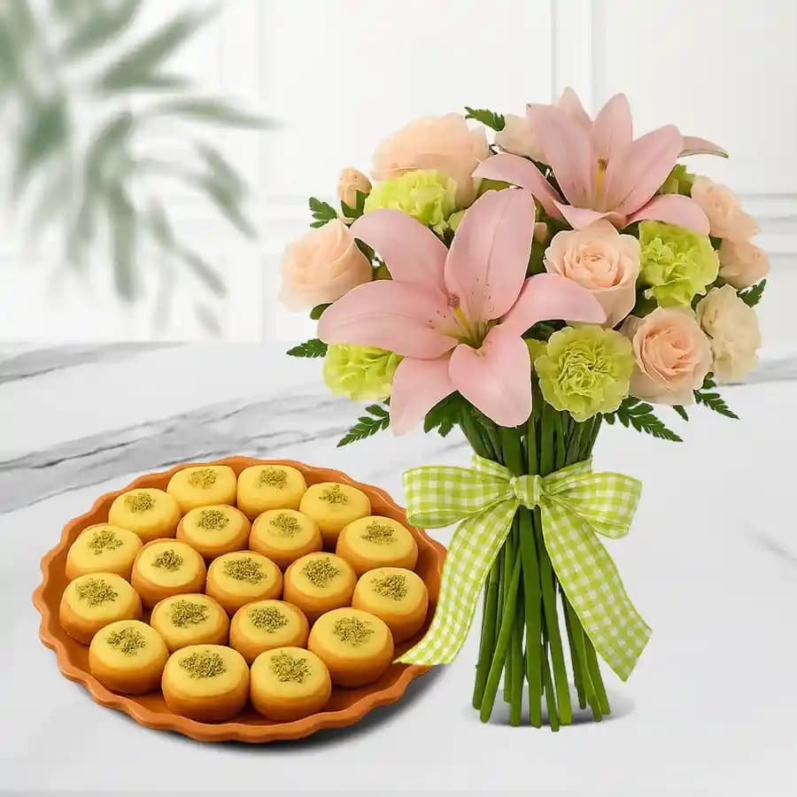 Immunity Sandesh from Balaram Mullick with Mixed Flowers Bouquet