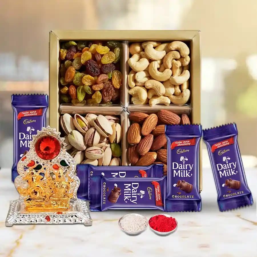 Classic Combo of Cadbury Dairy Milk Chocolates Mandap N Dry Fruits