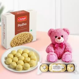 Sakhari Pedha from Chitale Bandhu Mithaiwale with a Teddy N Ferrero Rocher 1