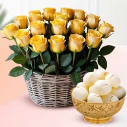 Yellow Roses Delight N Rasgulla Duo 1