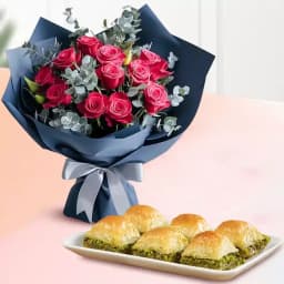 Sweet Serenity: Baklava & Roses Gift Set 1