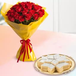 Red Roses N Kaju Katli Bliss 1