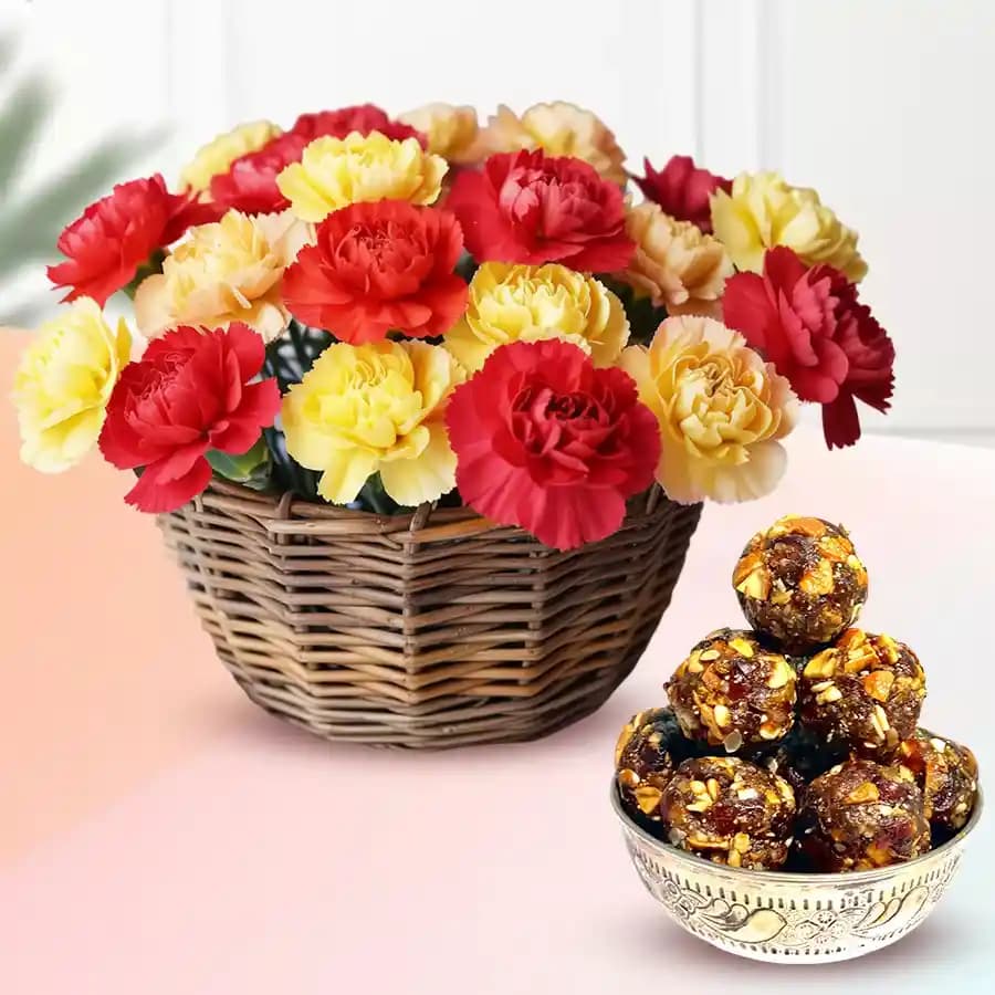 Sweet Symphony: Ladoos & Carnations Set
