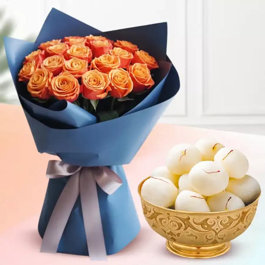 Orange Rose Radiance N Rasgulla Duo