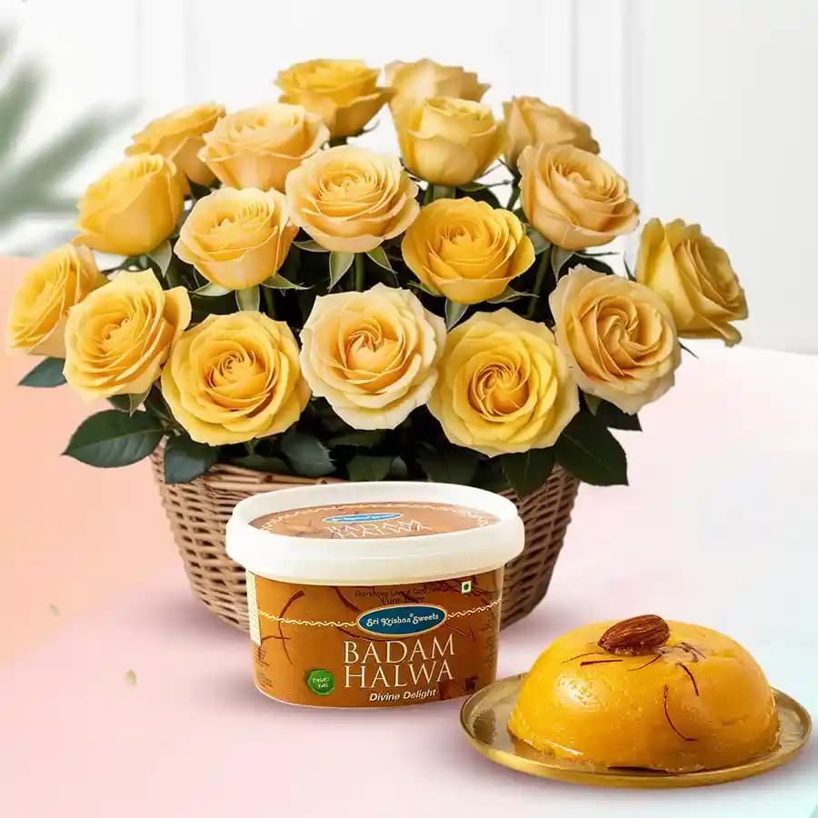 Sunshine Roses N Badam Halwa Combo