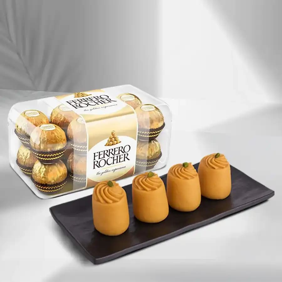 Nolen Gurer Maharani Sandesh from Ganguram with Ferrero Rocher