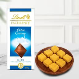 Mango Malai Barfi from Karachi Sweet Mart with Lindt Excellence Chocolate Bar 1