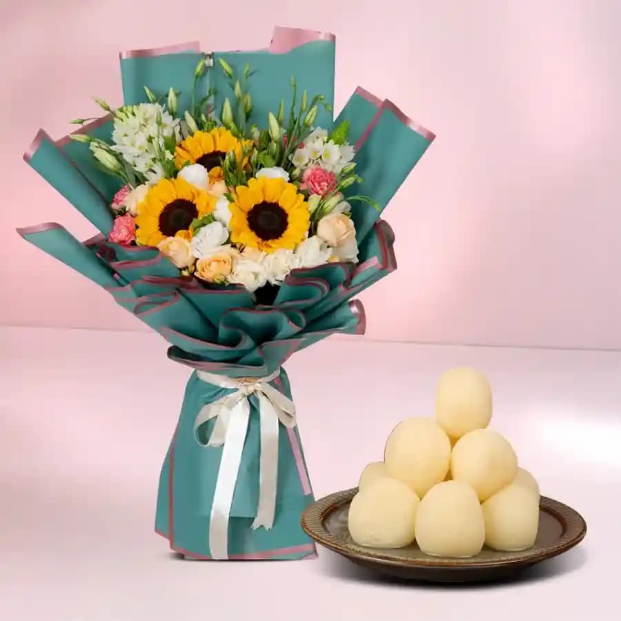 Floral Assortment N Rasgulla Treat