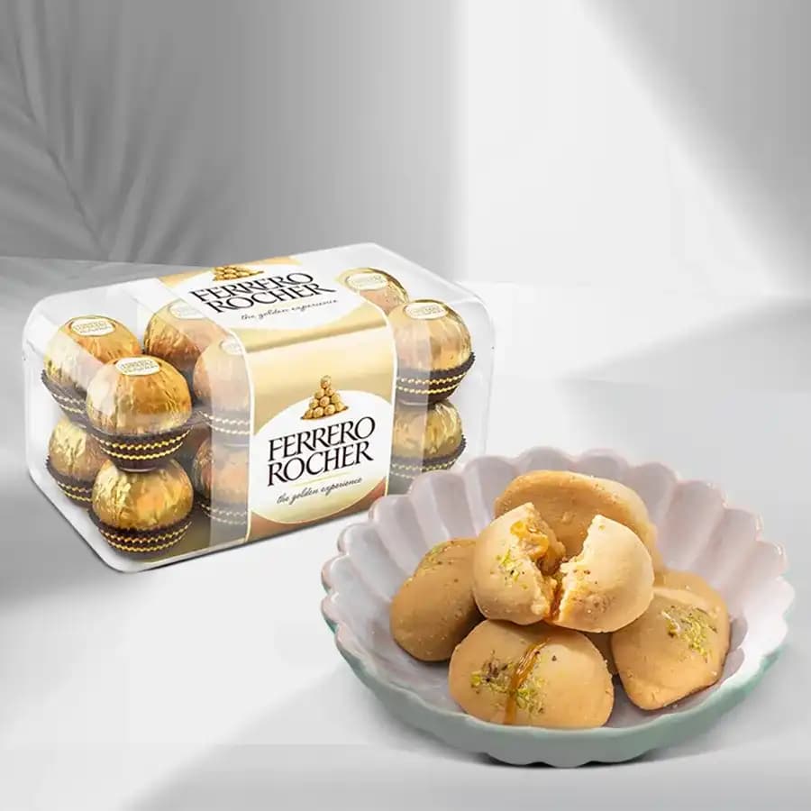 Nolen Gurer Jalbhara Sandesh from Ganguram with Ferrero Rocher