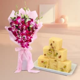 Elegant Orchids N Delectable Soan Papri 1