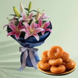 Asiatic Lilies N Rich Badusha Combo 1