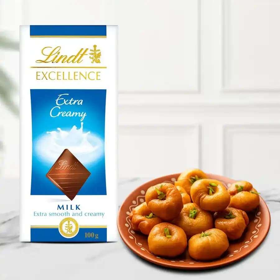 Balushahi from Karachi Sweet Mart with Lindt Excellence Bar