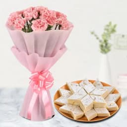 Charming Carnations N Kaju Katli Treat 1