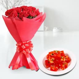 Stunning Carnations N Bombay Halwa Treat 1