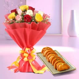 Vibrant Roses N Mysore Pak Combo 1