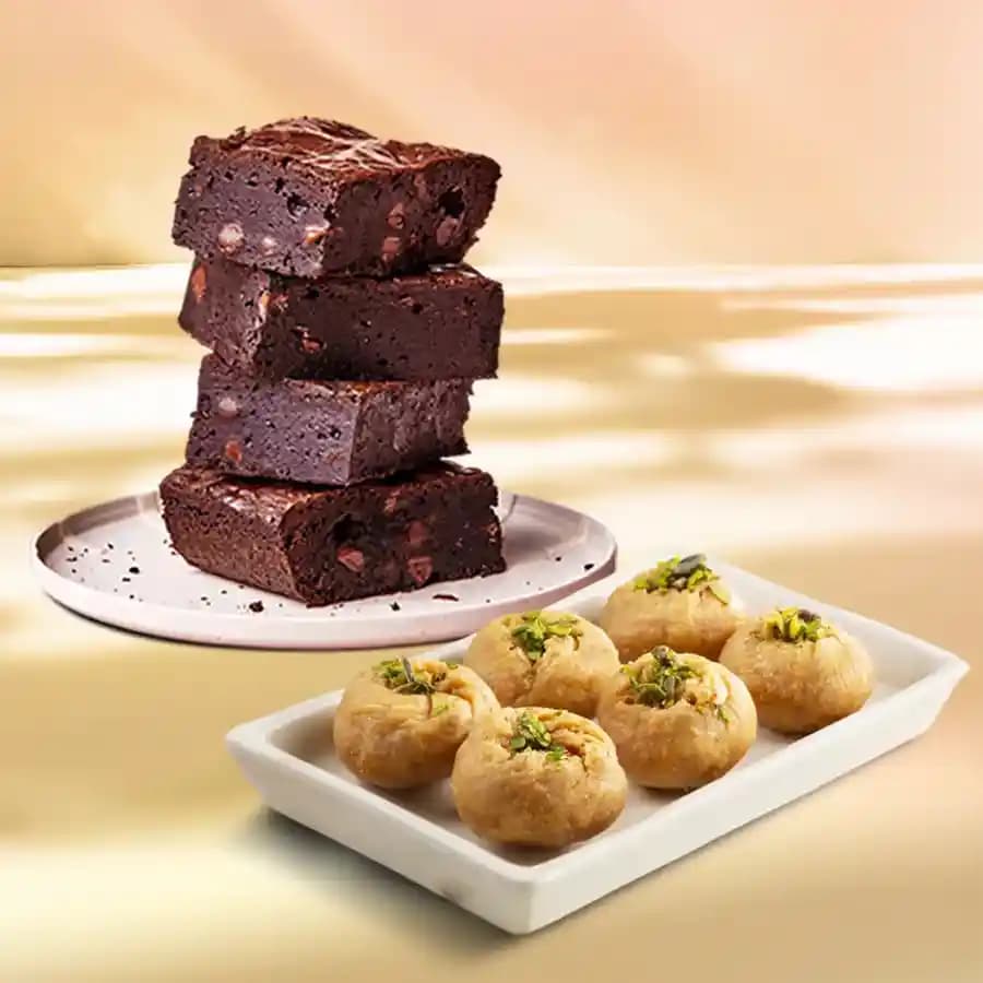 Balushahi from Karachi Sweet Mart with Brownie