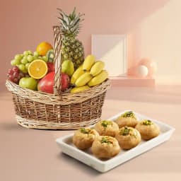 Balushahi from Karachi Sweet Mart with Fresh Fruit Basket 1