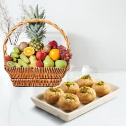 Balushahi from Karachi Sweet Mart with Fresh Fruit Basket 1