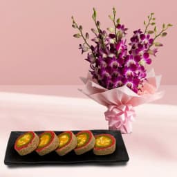 Baked Badam Jalebi from Ganguram with Orchid Bouquet 1