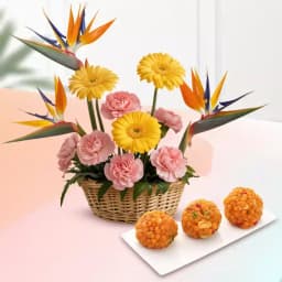 Mixed Flowers Vase N N Laddu Delight 1