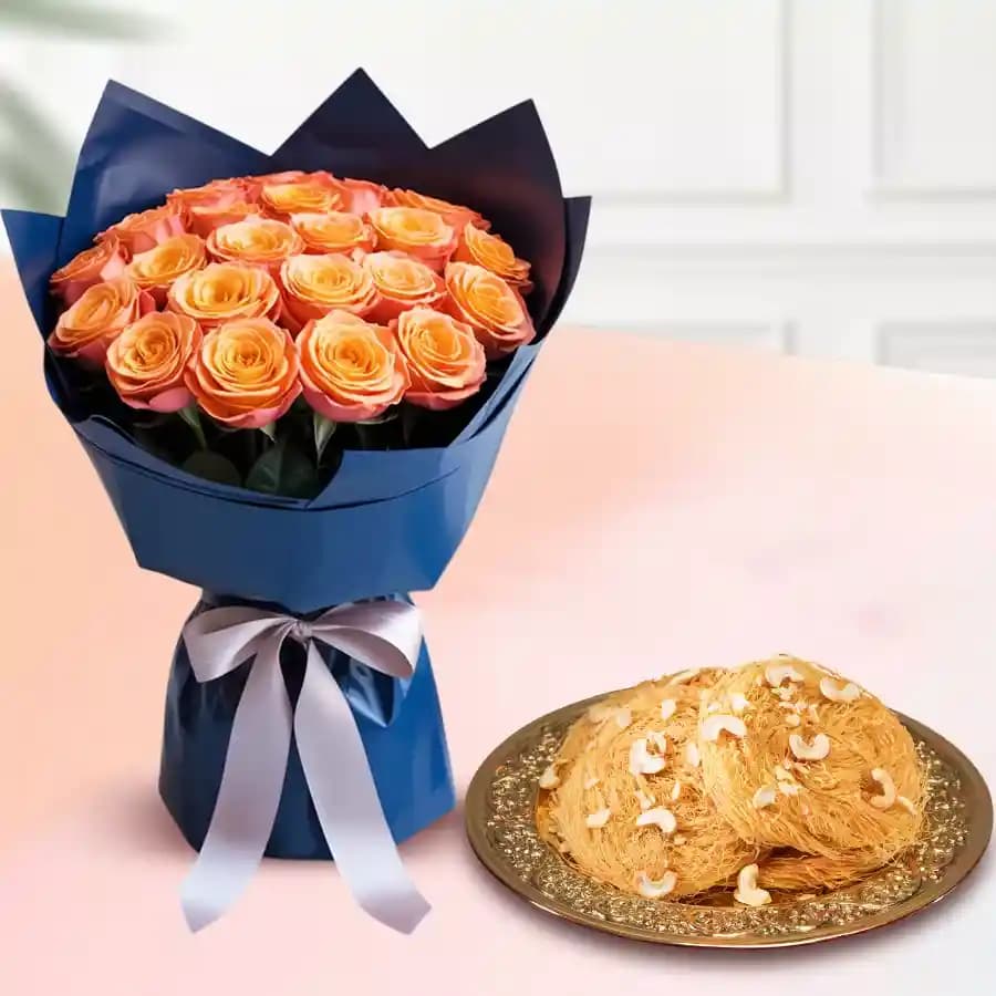 Orange Roses N Pheni Delight