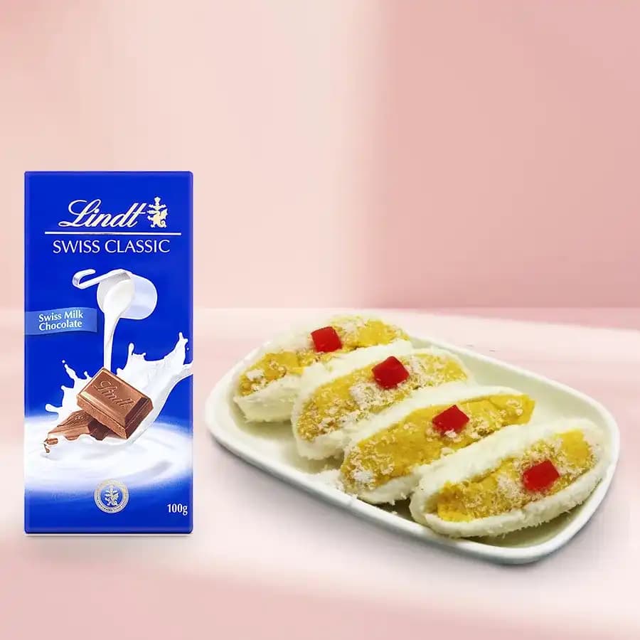 Cham Cham from Karachi Sweet Mart with Lindt Excellence Bar