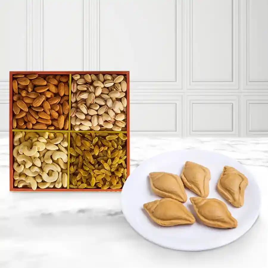 Nolen Gurer Shankh Sandesh from Ganguram with Mixed Dry Fruits