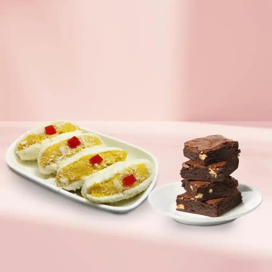 Cham Cham from Karachi Sweet Mart with Brownie