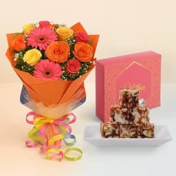 Dry Fruits Barfi from Mithas Delicious Sweets with Seasonal Flower Bouquet 1
