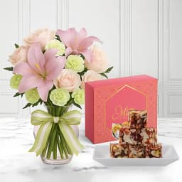 Dry Fruits Barfi from Mithas Delicious Sweets with Flowers Bouquet 1