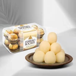 Canned Rossogolla from K.C.Das with Ferrero Rocher 1