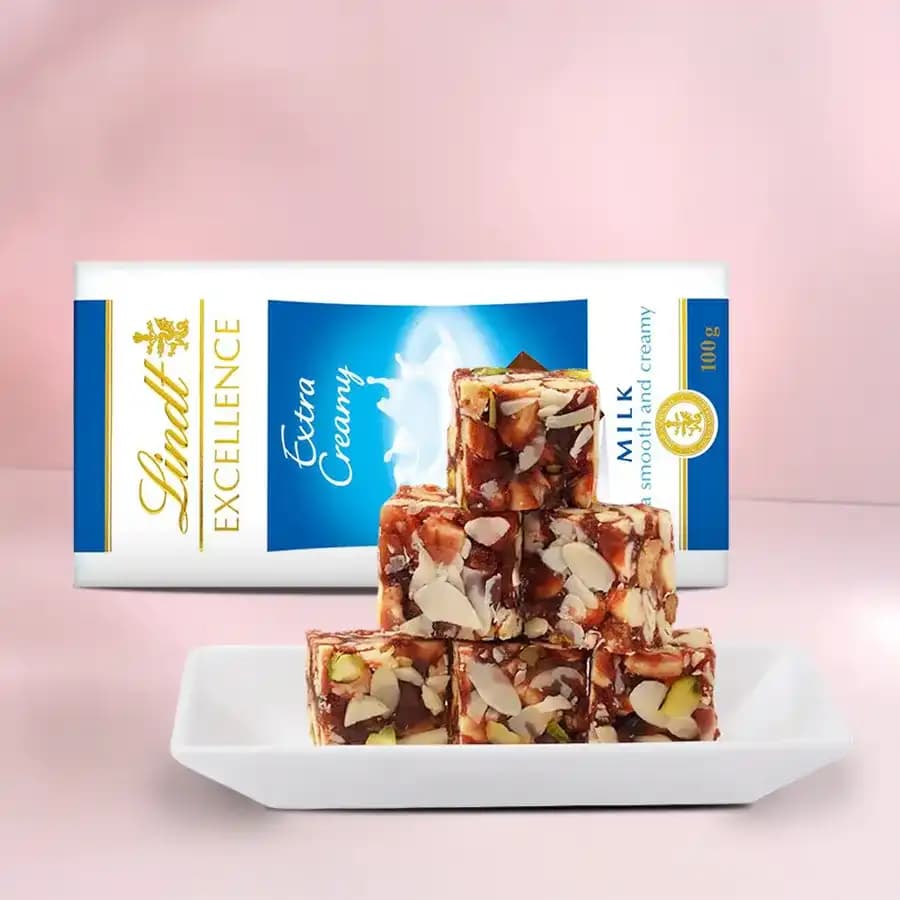 Dry Fruits Barfi from Mithas Delicious Sweets with Lindt Excellence Chocolate Bar