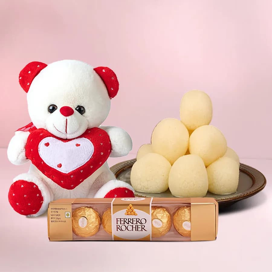 Canned Rossogolla from K.C.Das with Teddy N Ferrero Rocher