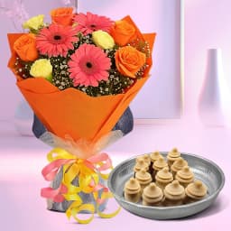 Amrita Kumbha from K.C.Das with Seasonal Flower Bouquet 1