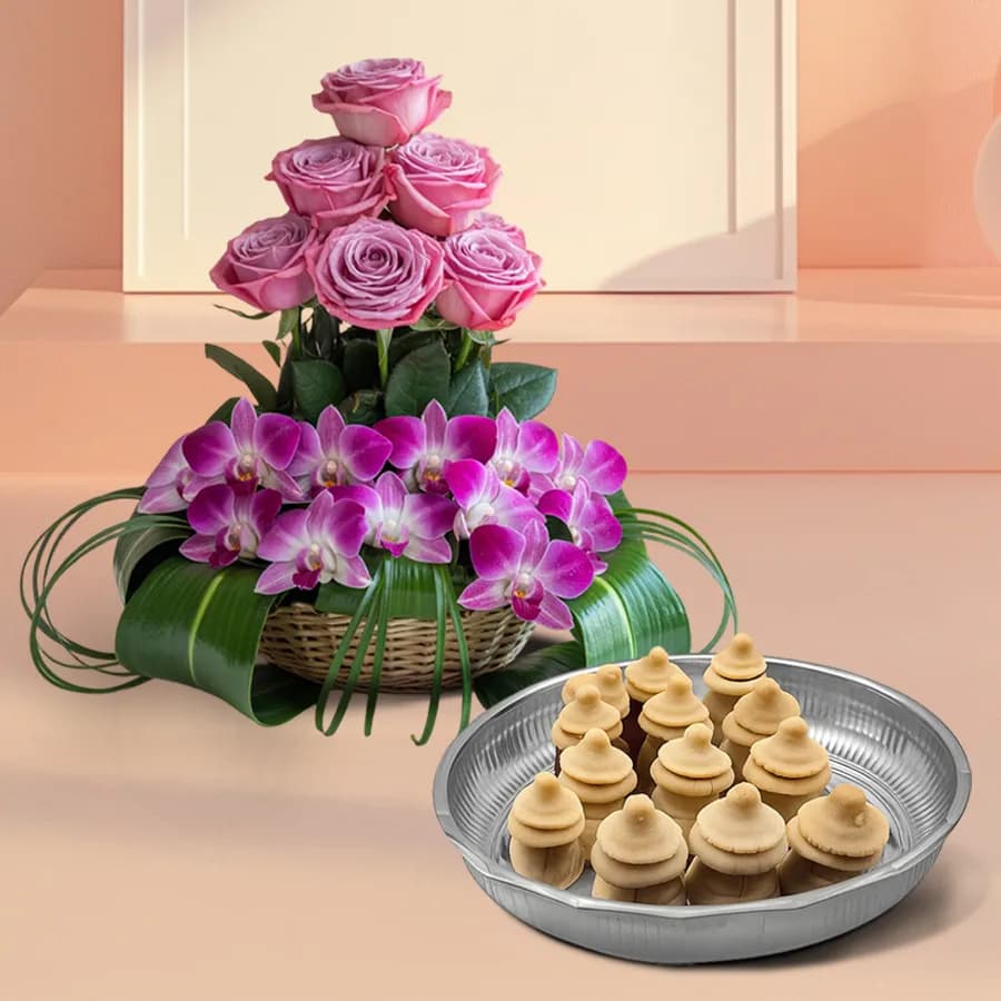 Amrita Kumbha from K.C.Das with Mixed Flower Arrangement