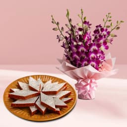 Anjeer Katli from Mithas Delicious Sweets with Orchid Bouquet 1