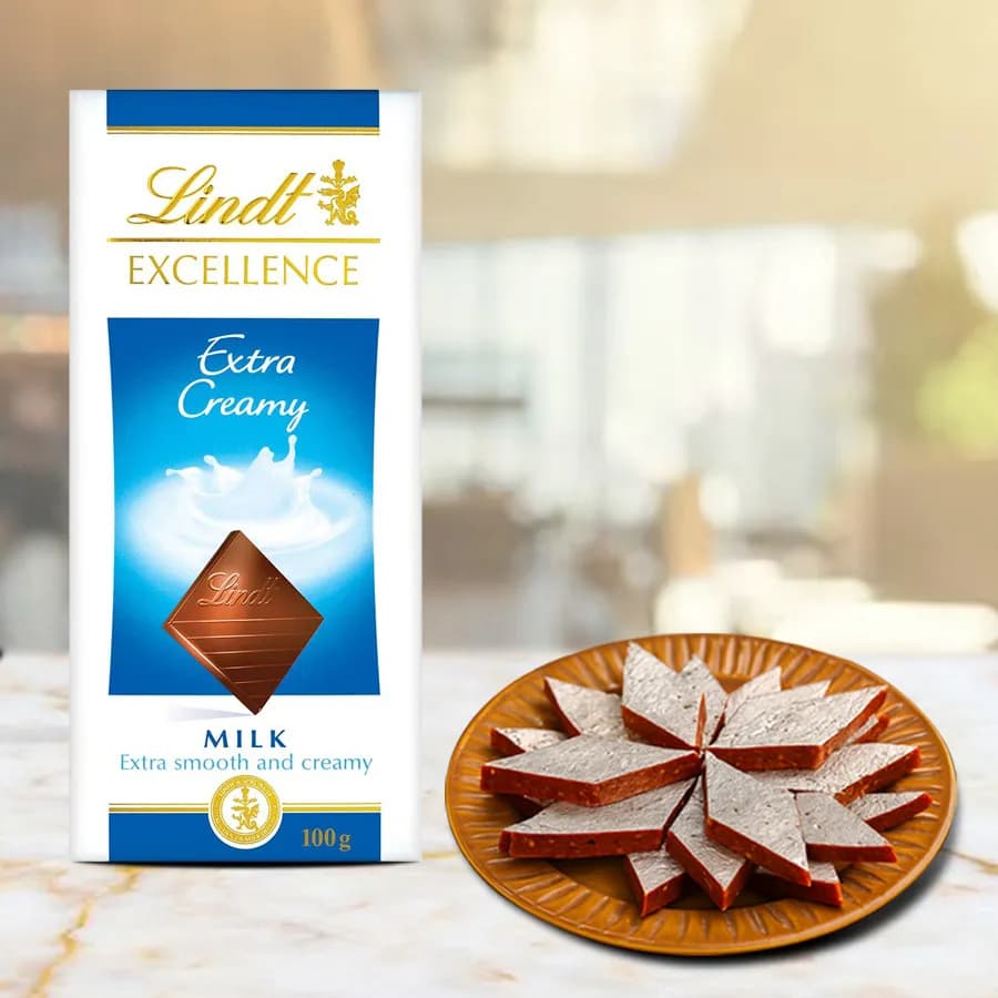 Anjeer Katli from Mithas Delicious Sweets with Lindt Excellence Chocolate Bar