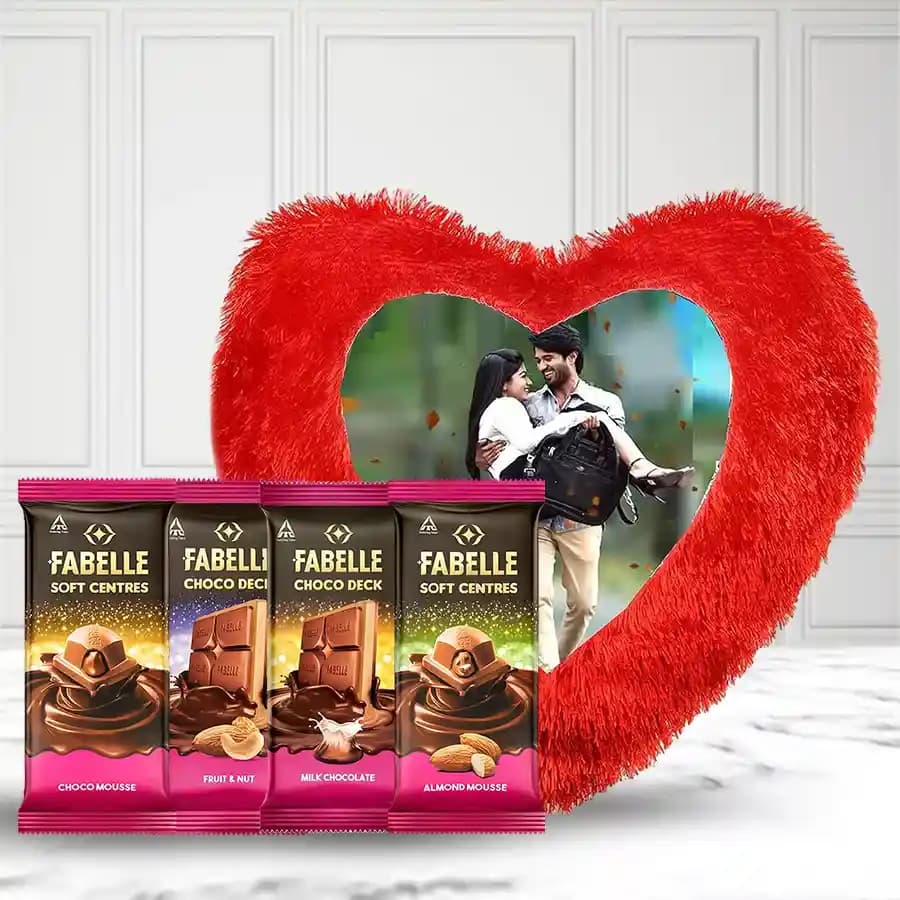 Delightful Fabelle Chocolate Selection with Customized Cushion
