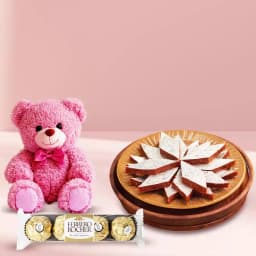 Anjeer Katli from Mithas Delicious Sweets with Teddy N Ferrero Rocher Chocolate Pack 1