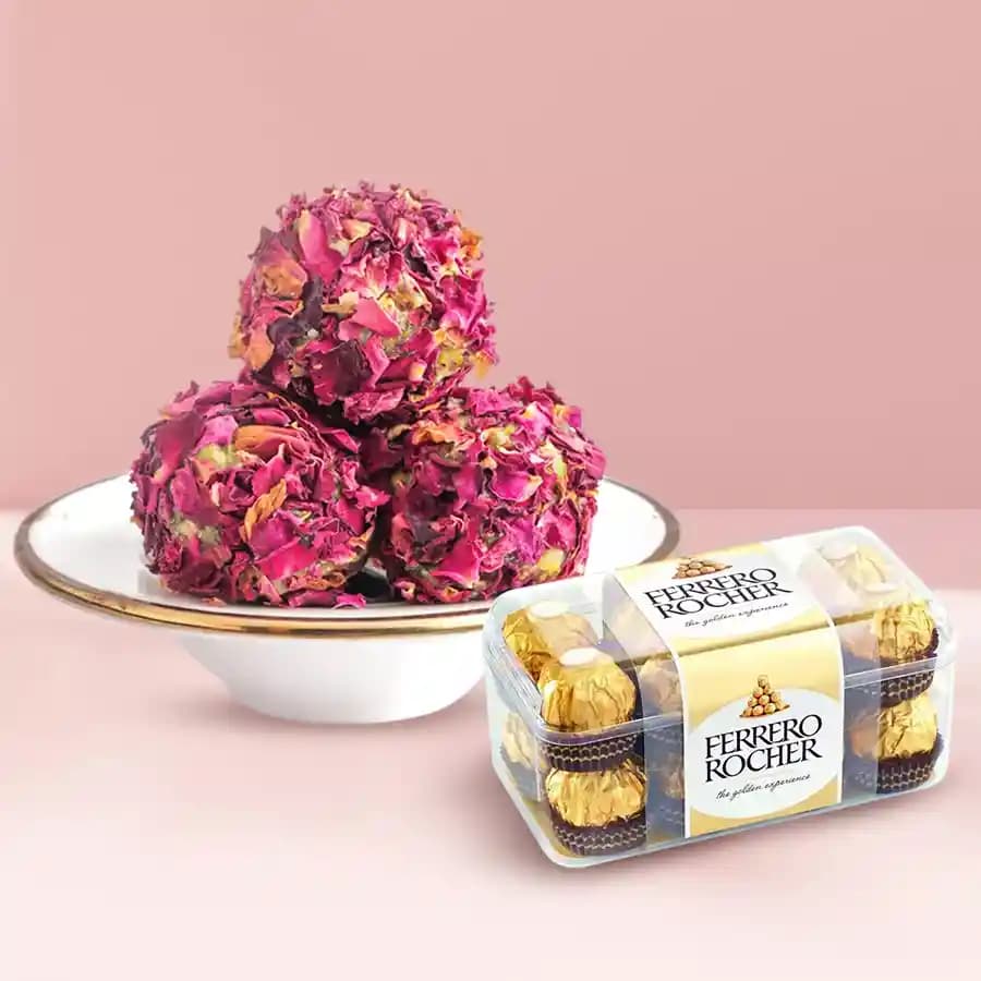 Rose-Infused Cashew Delights with Ferrero Chocolates