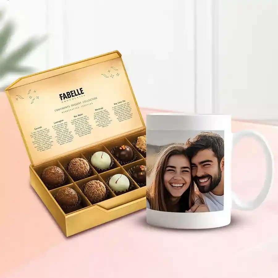 Customizable Coffee Mug with Assorted Luxury Chocolates