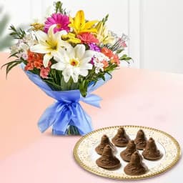 Choc-O-Bell from K.C.Das with Seasonal Flower Bouquet 1