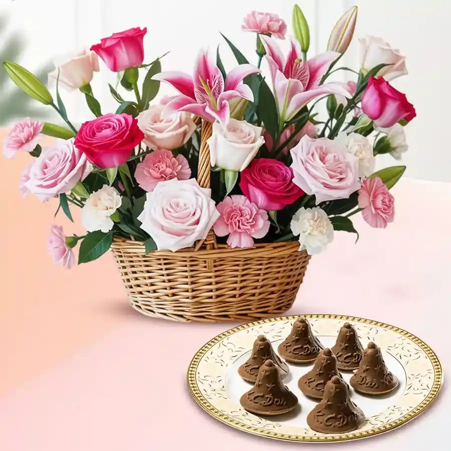 Choc-O-Bell from K.C.Das with Mixed Flower Arrangement