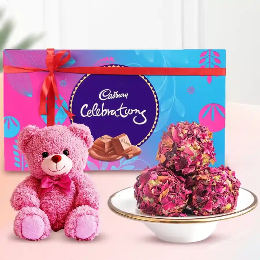 Sweet Kaju Delight with Cuddly Companion & Gourmet Chocolate