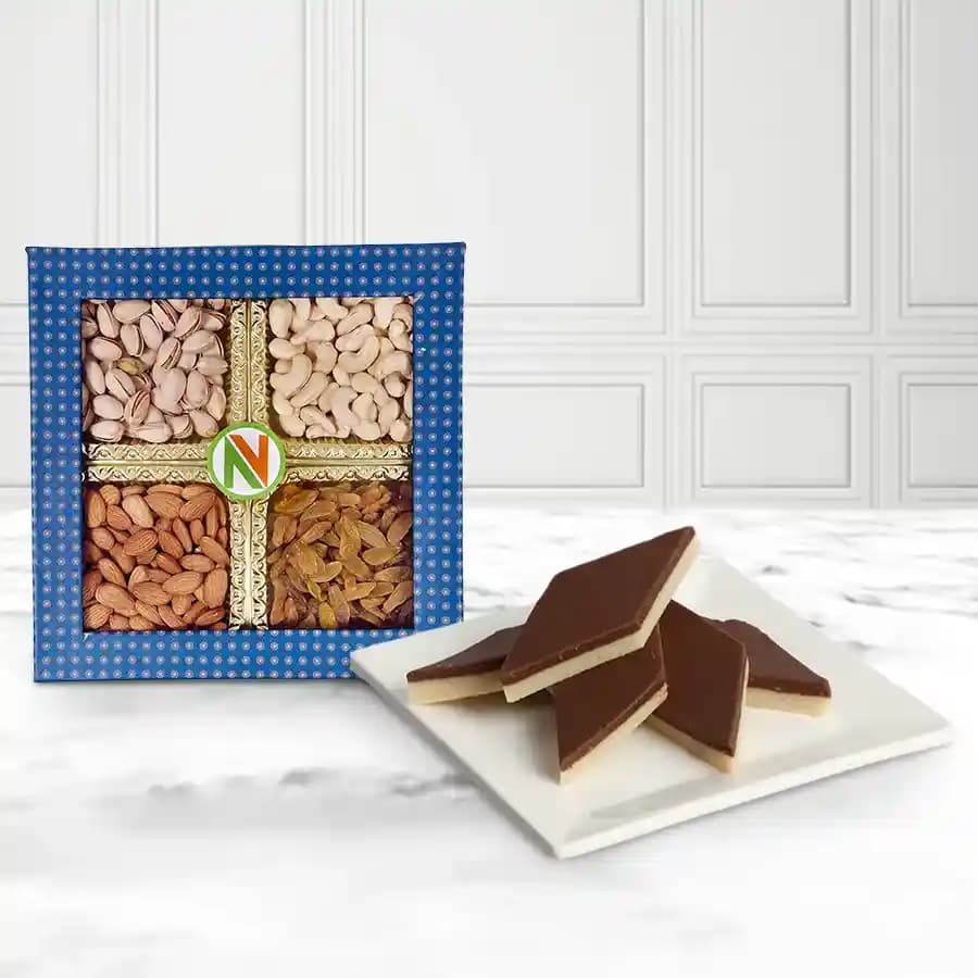 Chocolate Katli from Mithas Delicious Sweets with Assorted Dry Fruits