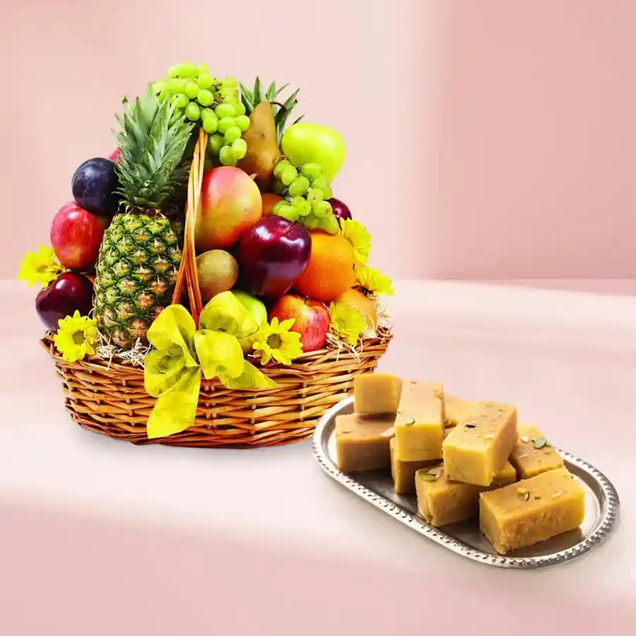 Sangam's Delight: Mysore Pak & Seasonal Fruits