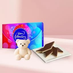 Chocolate Katli from Mithas Delicious Sweets with Teddy N Cadbury Celebration Chocolate Pack 1