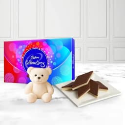 Chocolate Katli from Mithas Delicious Sweets with Teddy N Cadbury Celebration Chocolate Pack 1